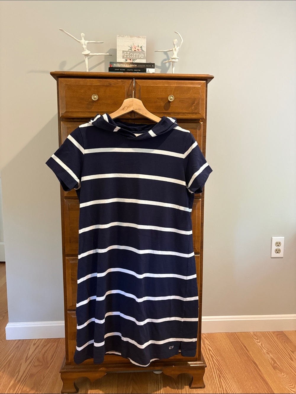 Vineyard Vines Navy and White Striped Hooded T-Shirt Dress
